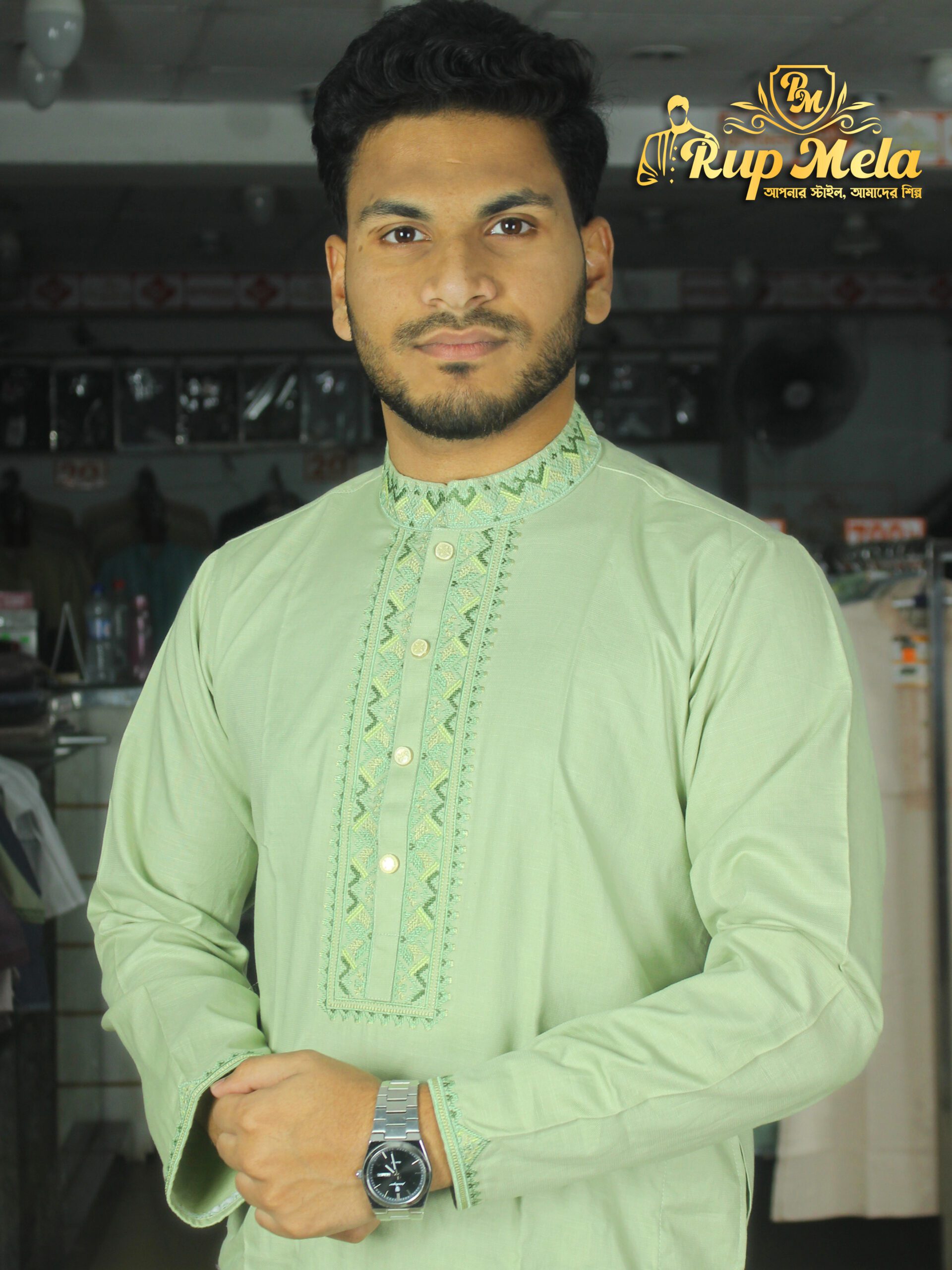 Narrow Plate Cotton Panjabi - Image 5