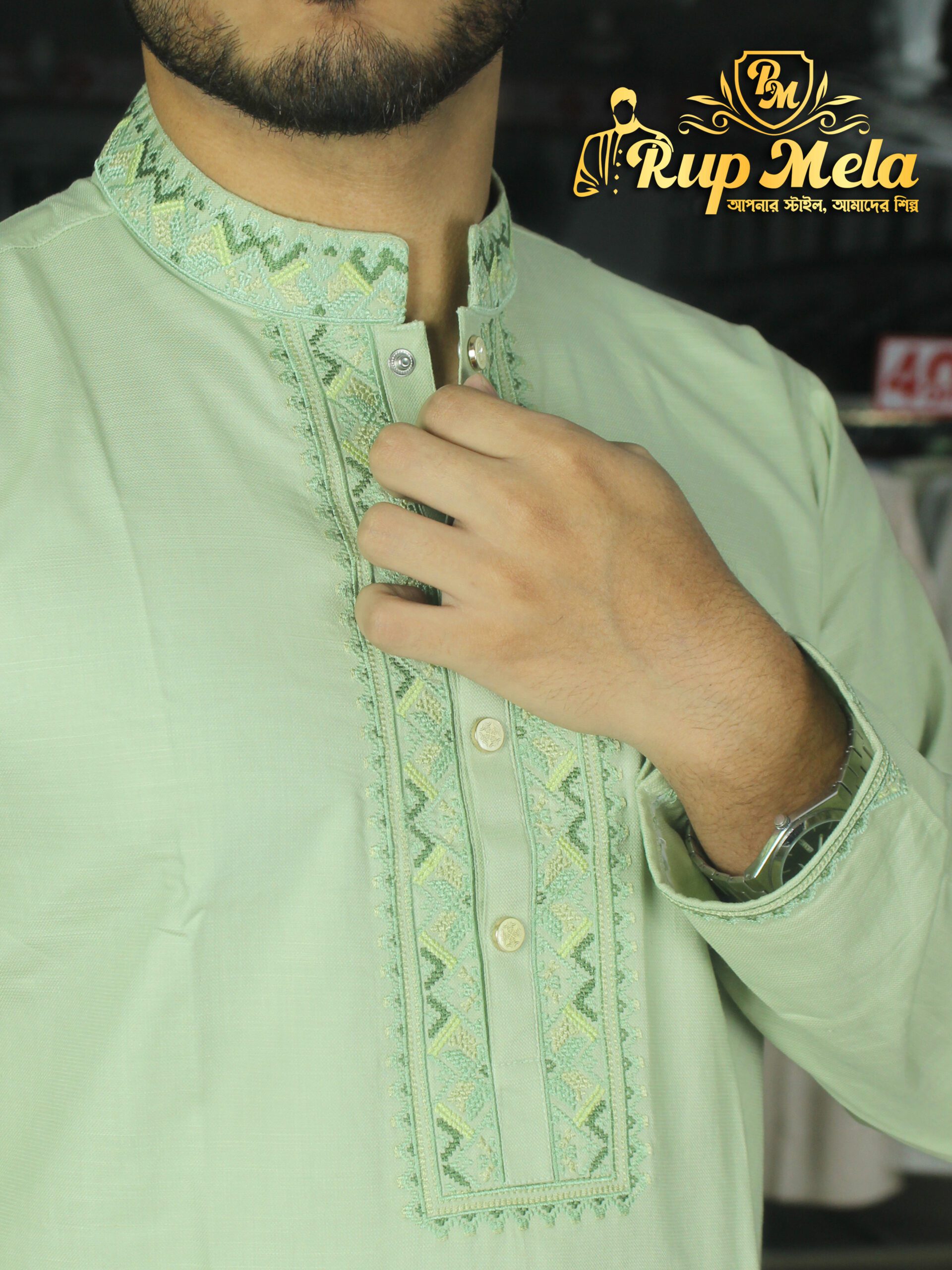 Narrow Plate Cotton Panjabi - Image 6